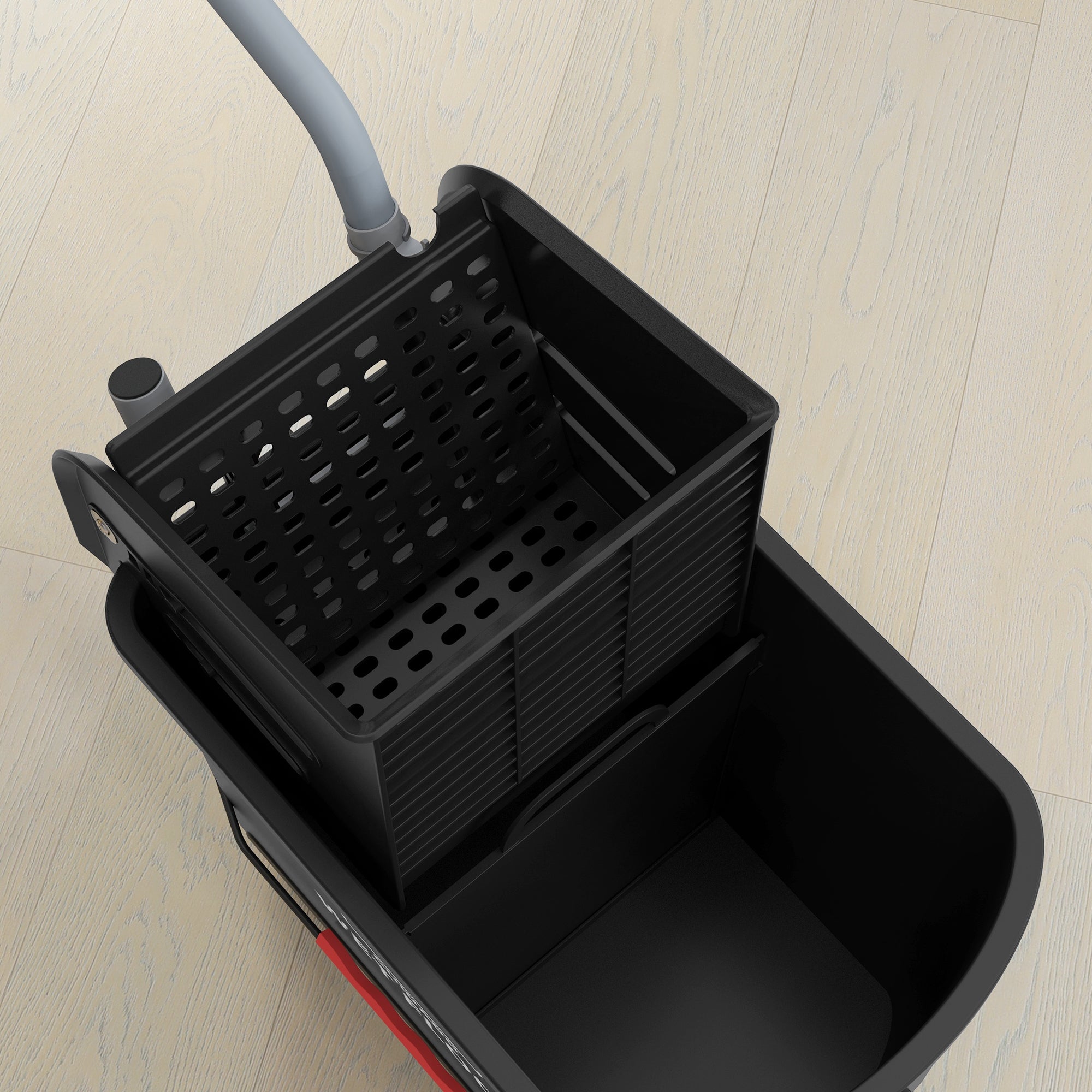 HOMCOM 20L Compact Mop Bucket on Wheels, with Water Separation Panel - Black